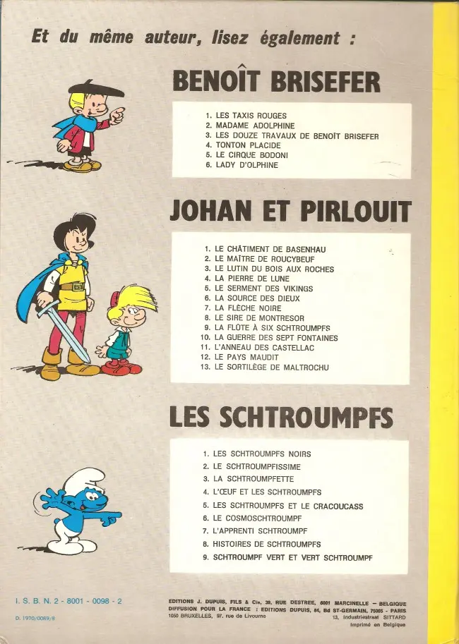 Verso de l'album Johan et Pirlouit Tome 4 La pierre de lune