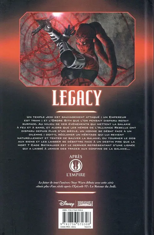 Verso de l'album Star Wars - Legacy Tome 1 Anéanti