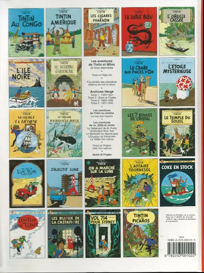 Verso de l'album Tintin Tome 3 Tintin en Amérique