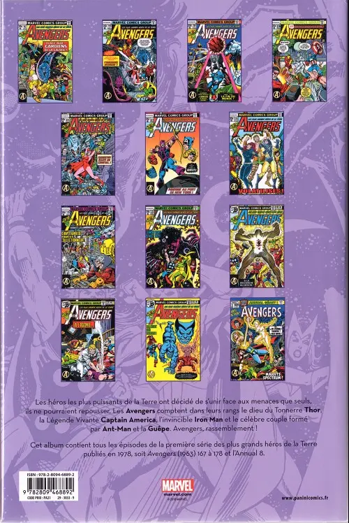 Verso de l'album The Avengers - L'intégrale Tome 15 1978