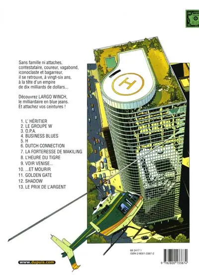 Verso de l'album Largo Winch Tome 13 Le prix de l'argent