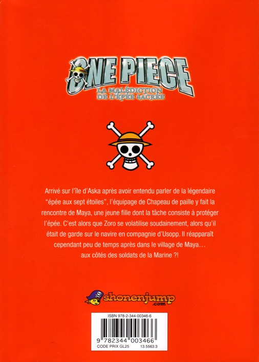 Verso de l'album One Piece La Malédiction de l'épée sacrée 1