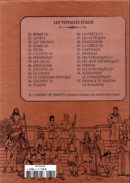 Verso de l'album Alix La collection Tome 32 Les voyages d'Alix - Rome (1)