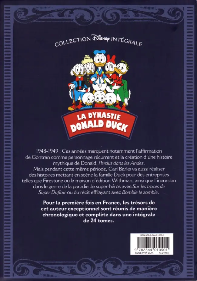 Verso de l'album La Dynastie Donald Duck Tome 23 Perdus dans les Andes et autres histoires (1948-1949)