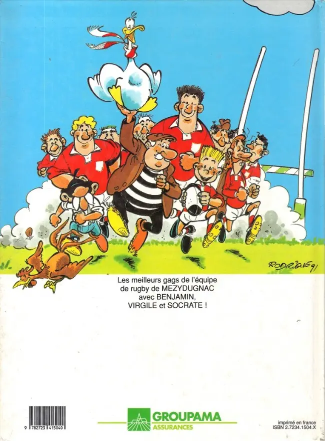 Verso de l'album Benjamin, Virgile, Socrate et l'équipe de Mezydugnac ...Du monde dans la coupe !