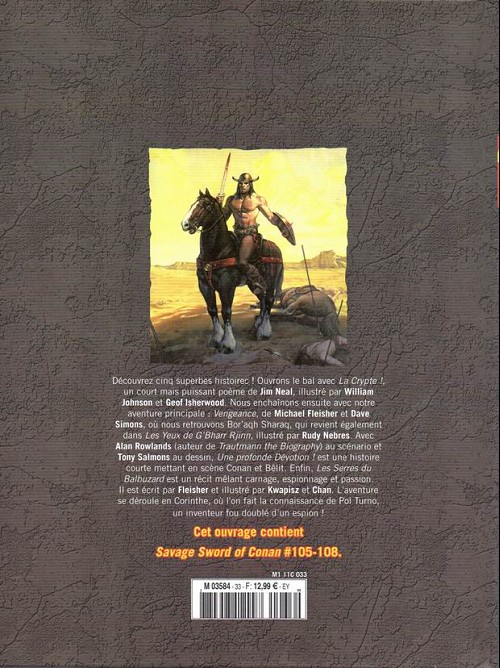 Verso de l'album The Savage Sword of Conan - La Collection Tome 33 Vengeance