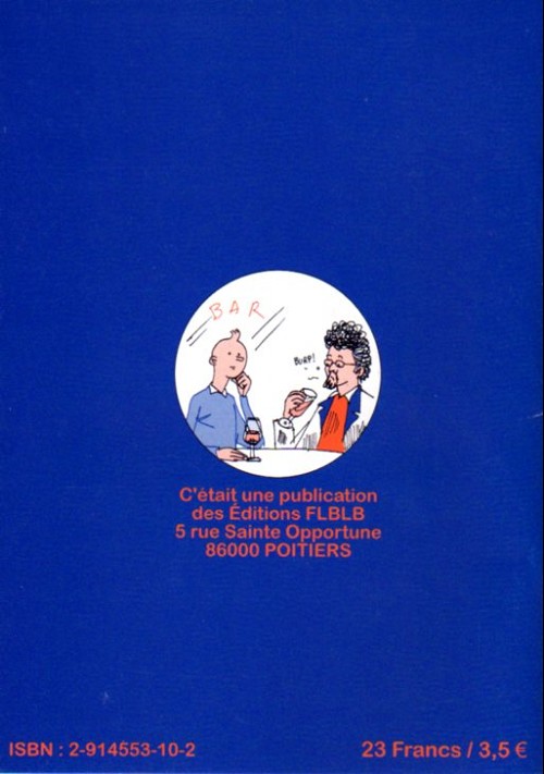 Verso de l'album Tintin On a marché sur l'allume-cigare