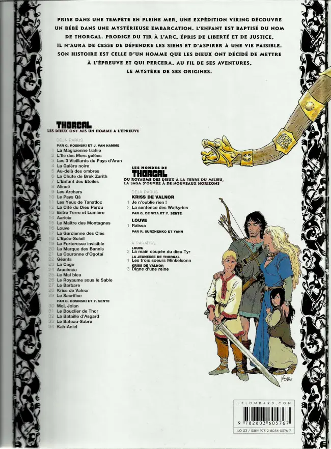 Verso de l'album Thorgal Tome 11 Les Yeux de Tanatloc