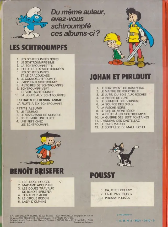 Verso de l'album Les Schtroumpfs Tome 3 La Schtroumpfette