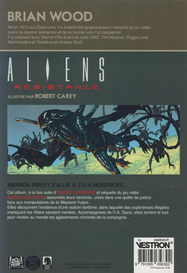Verso de l'album Aliens : Resistance