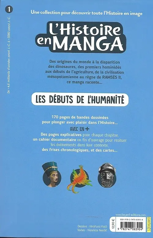 Verso de l'album L'histoire en manga 1 Les débuts de l'humanité