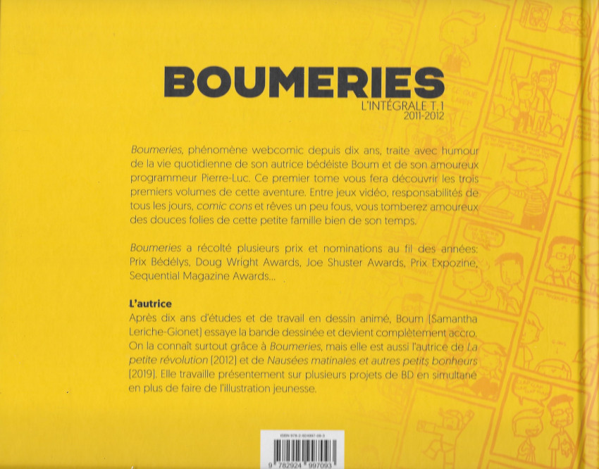 Verso de l'album Boumeries 1 L'intégral T.1 2011-2012
