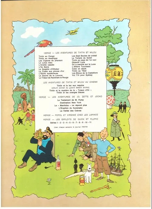Verso de l'album Tintin Tome 13 Les 7 boules de cristal