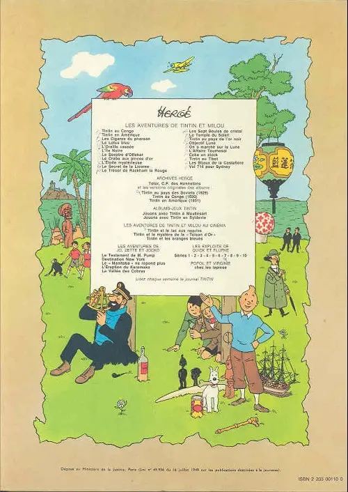 Verso de l'album Tintin Tome 11 Le Secret de la Licorne
