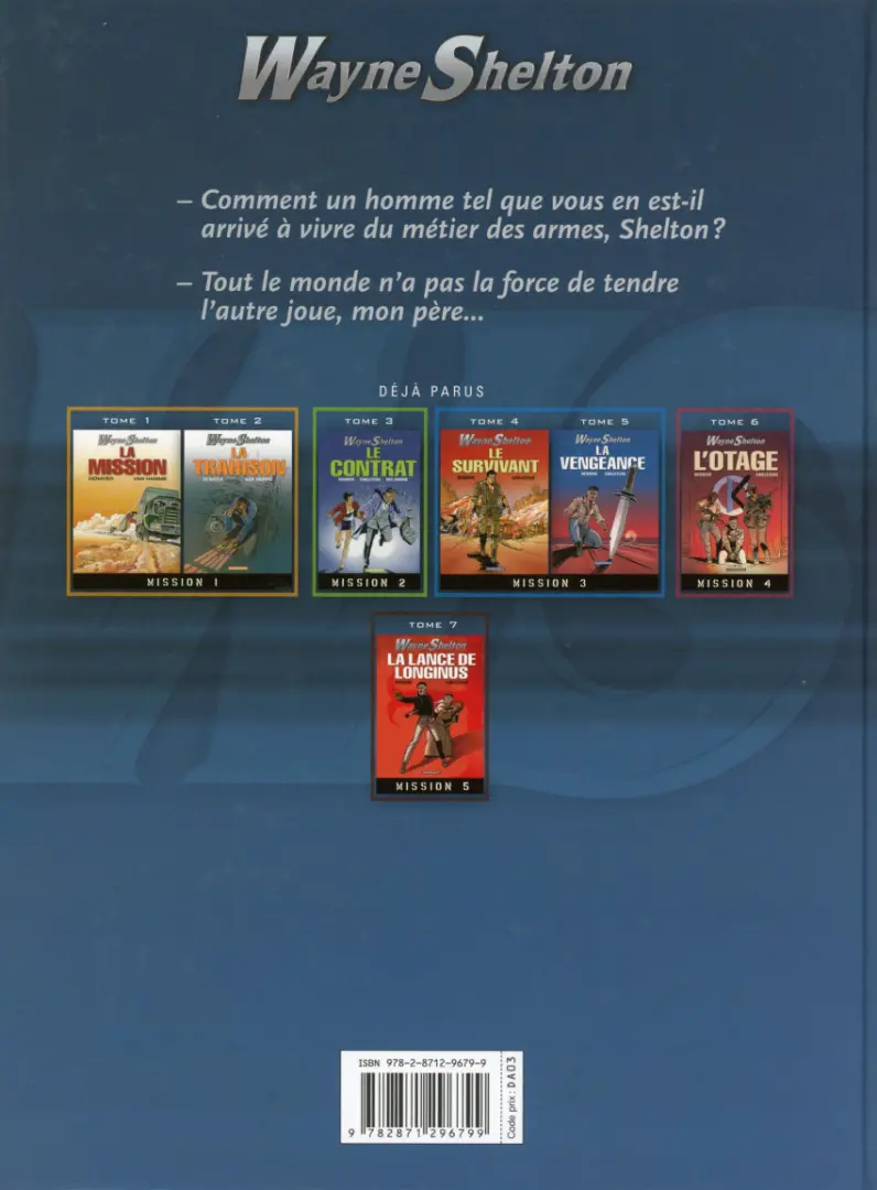 Verso de l'album Wayne Shelton Tome 4 Le survivant