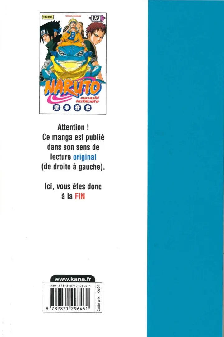 Verso de l'album Naruto 13 La fin de l'examen...!!