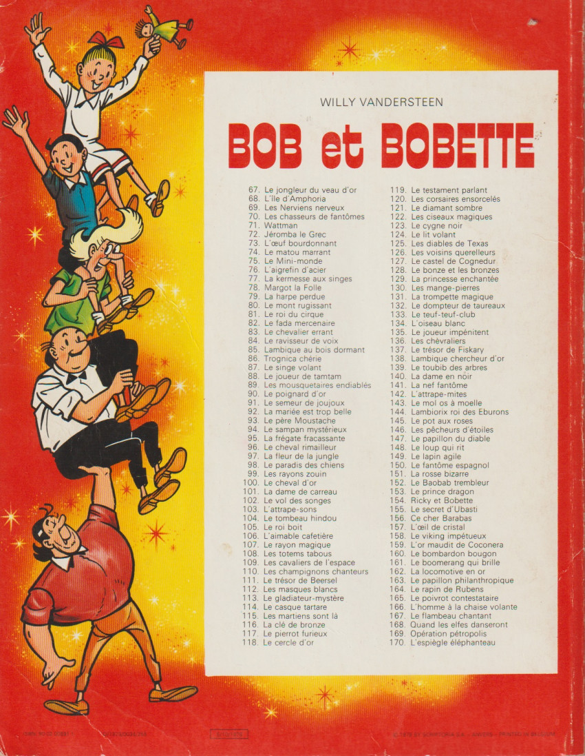 Verso de l'album Bob et Bobette Tome 144 Lambiorix roi des Eburons