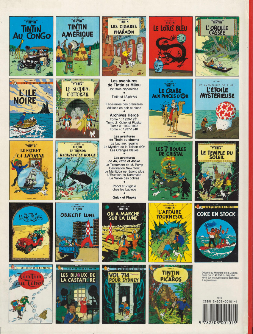 Verso de l'album Tintin Tome 2 Tintin au Congo