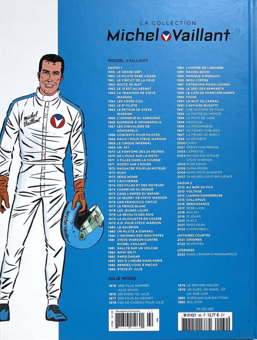 Verso de l'album Michel Vaillant La Collection 60 L'affaire Bugatti