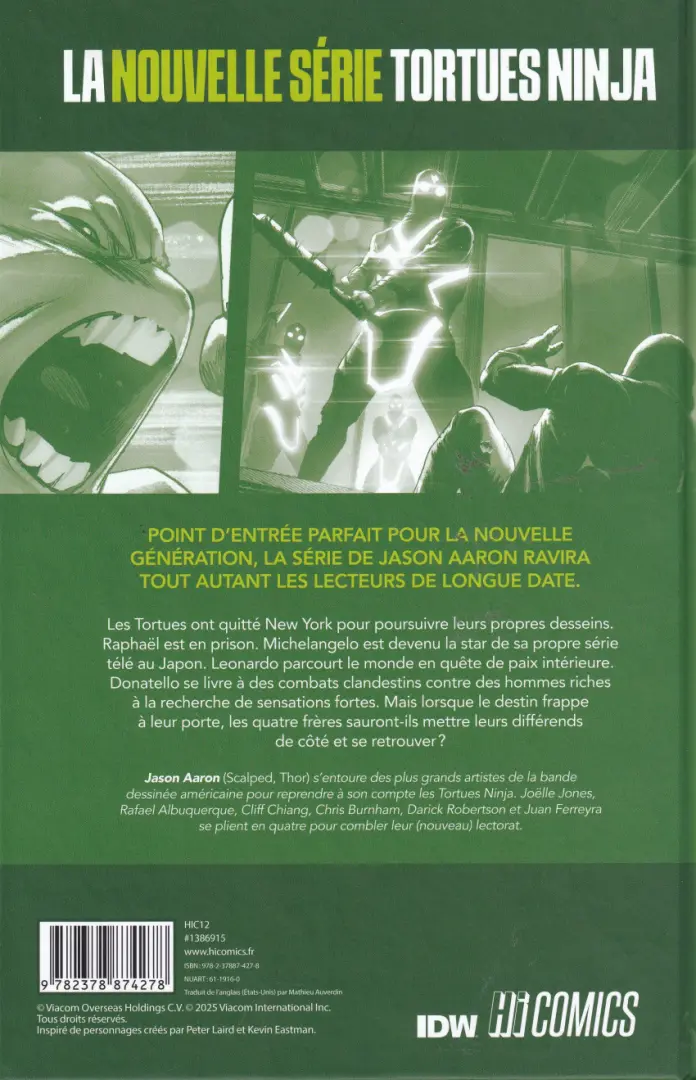 Verso de l'album Teenage Mutant Ninja Turtles - Les Tortues Ninja 1 Retour à New York