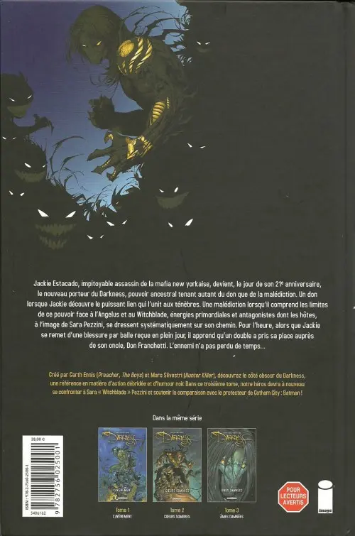 Verso de l'album Darkness Tome 3 Âmes damnées