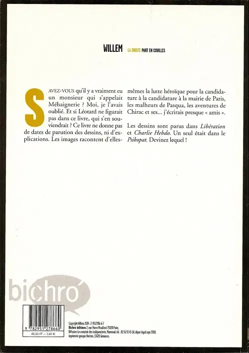 Verso de l'album La Droite part en couilles