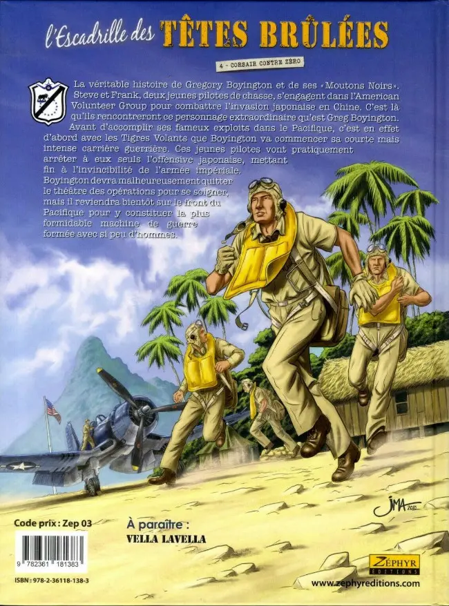 Verso de l'album L'Escadrille des têtes brûlées Tome 4 Corsair contre zéro