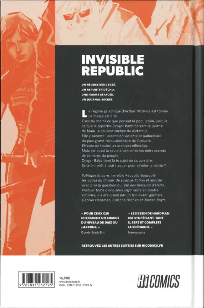 Verso de l'album Invisible Republic Tome 1