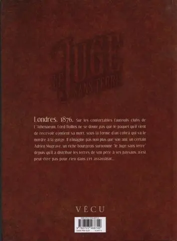 Verso de l'album Le Juge sans terre Tome 1 Lumière éteinte