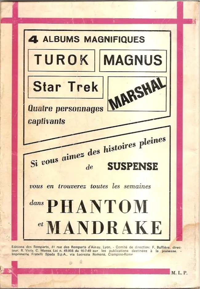 Verso de l'album Marshal, le shérif de Dodge city Album N° 1