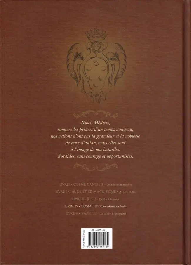 Verso de l'album Médicis Tome 4 Cosme 1er - Des miettes au festin