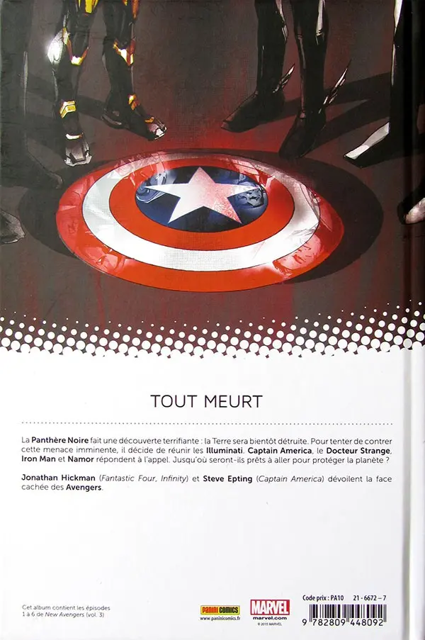 Verso de l'album The New Avengers Tome 1 Tout Meurt