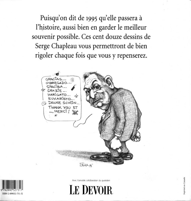 Verso de l'album L'année Chapleau 1995