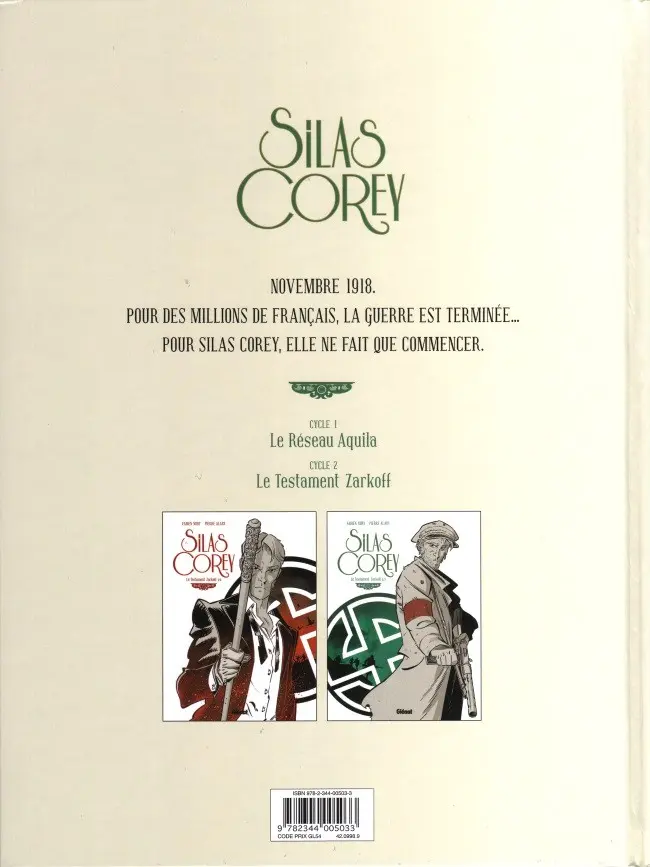Verso de l'album Silas Corey Tome 4 Le Testament Zarkoff 2/2
