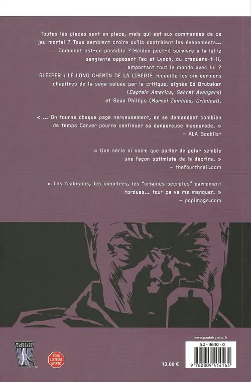 Verso de l'album Sleeper Tome 4 Le long chemin de la liberté