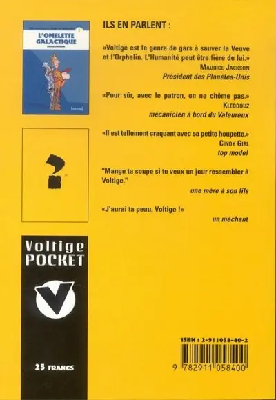 Verso de l'album Voltige et Ratatouille Tome 1 L'omelette galactique