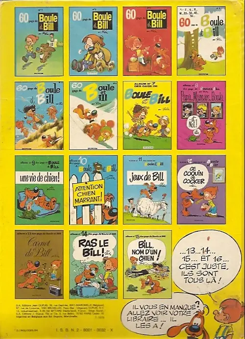 Verso de l'album Boule & Bill Tome 3 60 gags de Boule et Bill