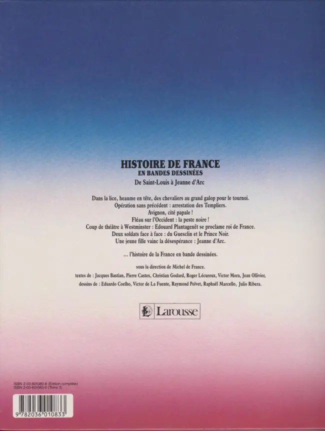 Verso de l'album Histoire de France en bandes dessinées Tome 3 De Saint-Louis à Jeanne d'Arc
