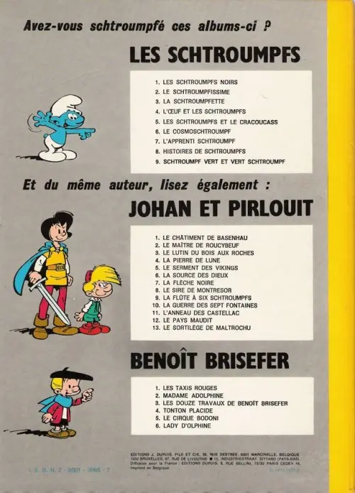 Verso de l'album Johan et Pirlouit Tome 4 La pierre de lune