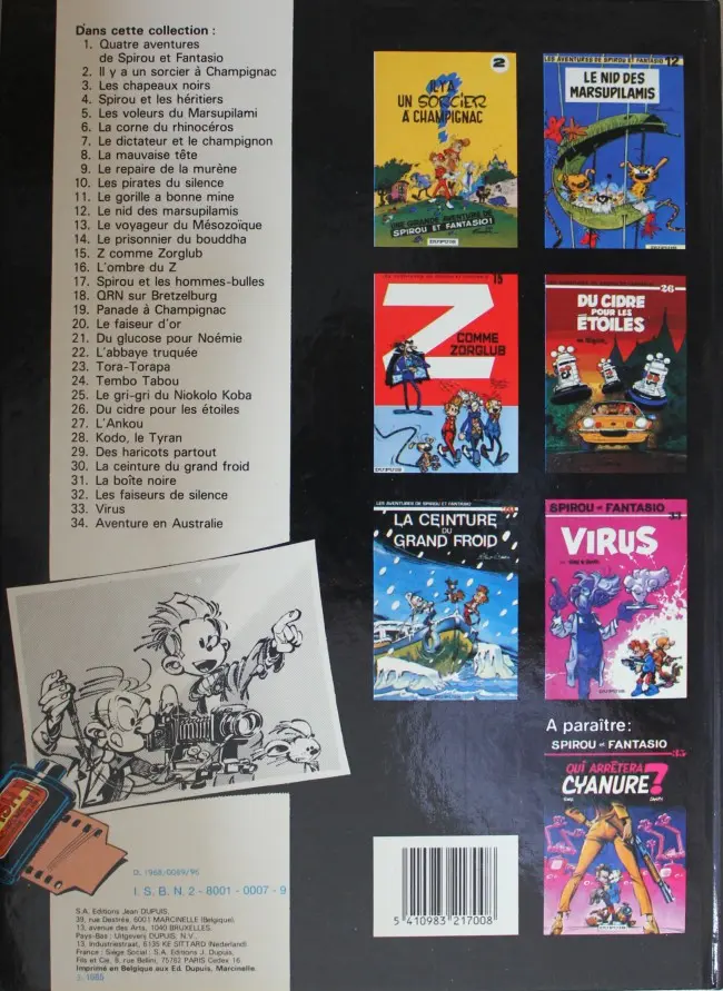 Verso de l'album Spirou et Fantasio Tome 5 Les voleurs du Marsupilami