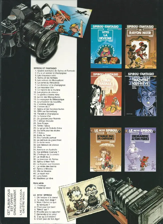Verso de l'album Spirou et Fantasio Tome 9 Le repaire de la murène