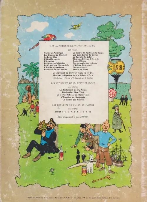Verso de l'album Tintin Tome 9 Le crabe aux pinces d'or