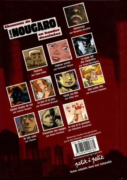 Verso de l'album Chansons en Bandes Dessinées Chansons de Claude Nougaro en bandes dessinées