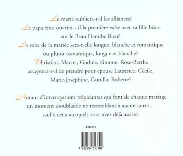Verso de l'album de A à Z Le Mariage illustré de A à Z