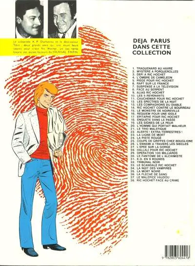 Verso de l'album Ric Hochet Tome 38 Face au crime