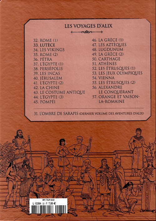 Verso de l'album Alix La collection Tome 33 Les voyages d'Alix - Lutèce