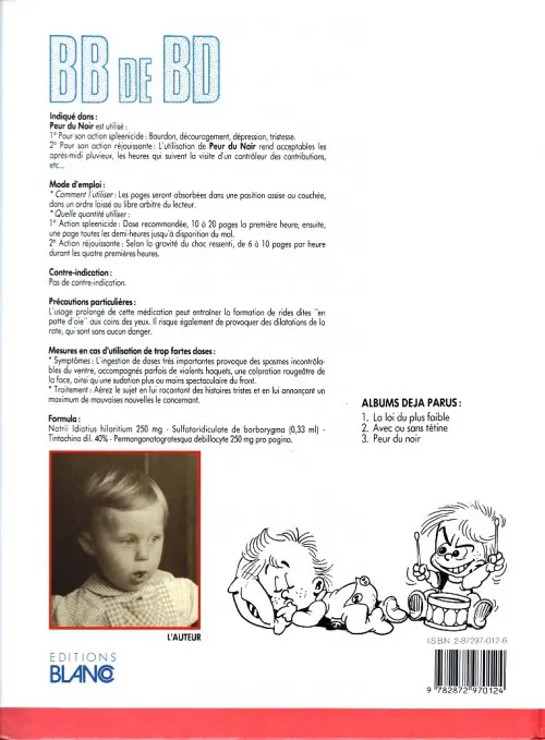 Verso de l'album BB de BD / Les Bébés Tome 3 Peur du noir