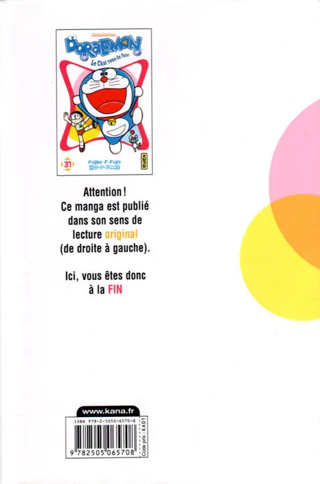 Verso de l'album Doraemon, le Chat venu du futur Tome 31