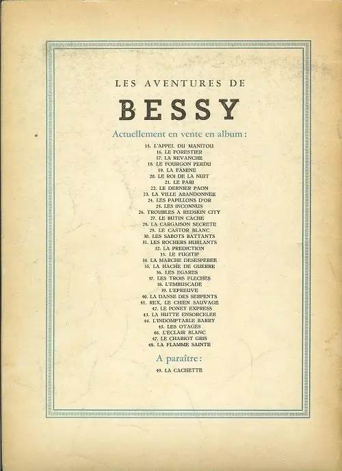 Verso de l'album Bessy Tome 48 La flamme sainte