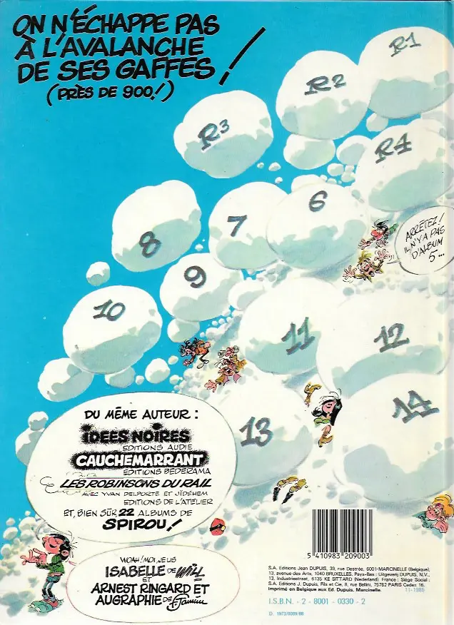 Verso de l'album Gaston Tome 11 Gaffes, bévues et boulettes
